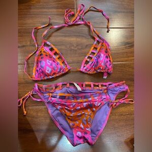 Victoria's Secret w/lavender metallic Multicolor Bikini, top is M, bottoms are S